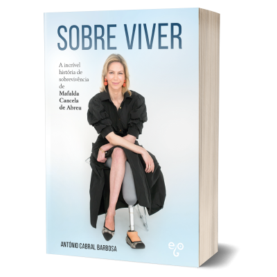 Capa do livro 'SOBRE VIVER' com mulher de vestido preto sentada