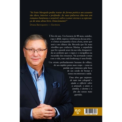 Capa de livro preta com texto e fotografia de homem de meia-idade vestindo blazer azul escuro
