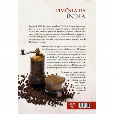 Embalagem com texto sobre pimenta da Índia e imagem de moinho e recipiente de pimenta
