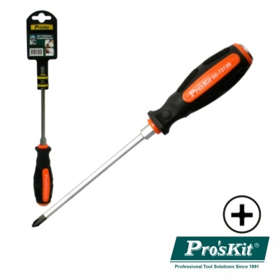 Chave de fendas Phillips Pro'sKit cabo preto e laranja com haste metálica