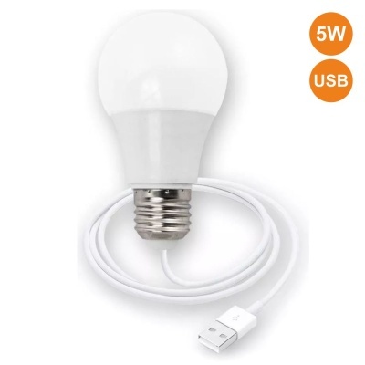 Lâmpada LED branca com cabo USB e etiquetas 5W e USB