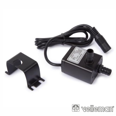 Bomba submersível preta com cabo elétrico e suporte de fixação preto