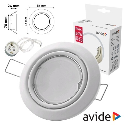 Refletor redondo embutido branco com suporte metálico para lâmpadas até 50W marca avide