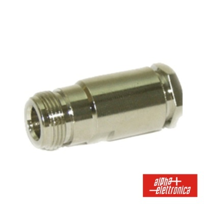 Conector coaxial metálico prateado com rosca