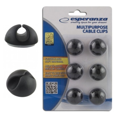 Clipes para cabos pretos multipurpose da Esperanza em embalagem de cartão e plástico