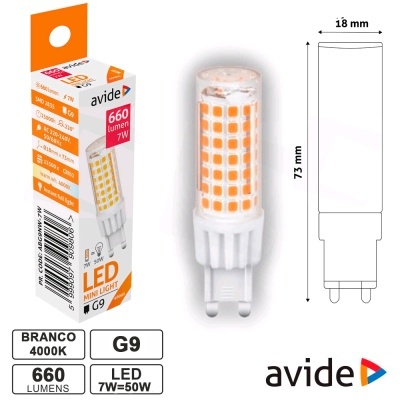 Lâmpada LED mini light 7W G9 branca 4000K com embalagem