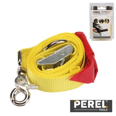 Corda amarela de reboque com gancho metálico e embalagem PEREL