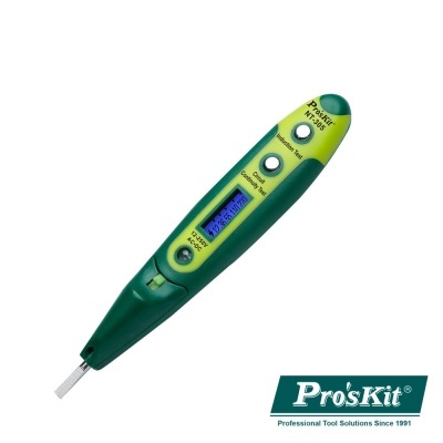 Instrumento de medição digital verde e amarelo Pro'sKit NT-3056 com visor LCD.