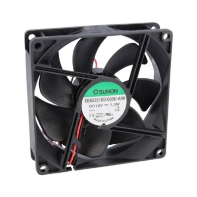 Ventoinha quadrada preta SUNON DC12V 1.3W com hélices e etiqueta central