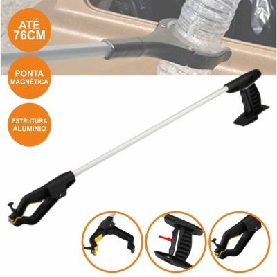 Ferramenta de pega objetos preta com estrutura de alumínio e ponta magnética