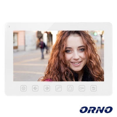 Monitor vídeo porteiro branco com ecrã colorido e logótipo ORNO