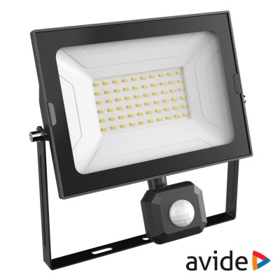 Refletor LED preto com sensor de movimento e logótipo avide