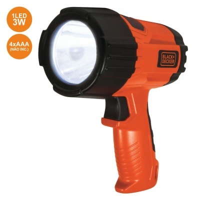 Lanterna portátil BLACK+DECKER preta e laranja com uma LED frontal