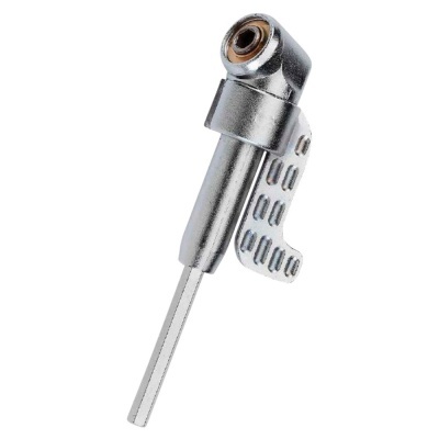 Componente mecânico metálico prateado com haste longa e parte articulada.