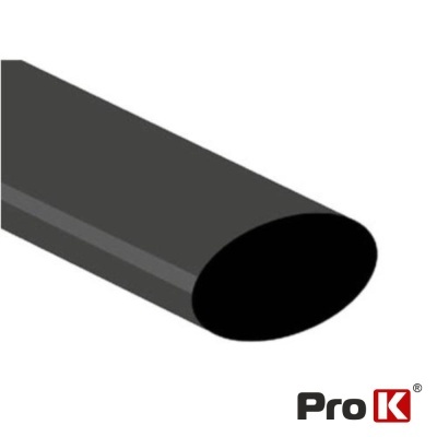 Tubo oval preto com acabamento liso e logótipo Pro K