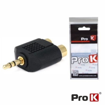 Adaptador de áudio jack 3,5 mm para RCA com embalagem Pro K