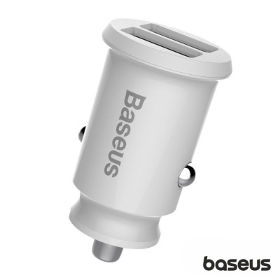 Carregador de automóvel Baseus branco com duas portas USB