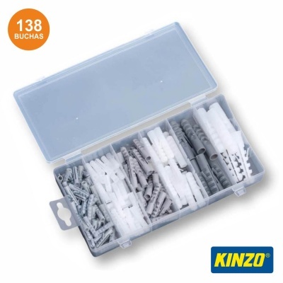 Caixa organizadora com buchas cinza e brancas variadas da marca KINZO