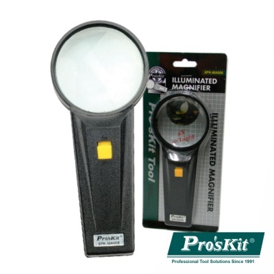 Lupa iluminada preta Pro'sKit com embalagem