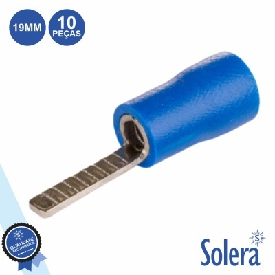 Conector elétrico azul com ponta metálica serrilhada