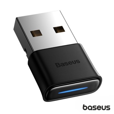 adaptador USB Baseus preto com conector metálico e luz azul