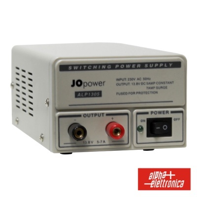 Fonte de alimentação eletrónica JO power ALP1305 cinzenta com conetores e botão