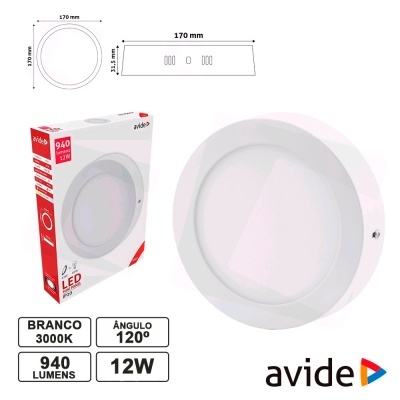 Luz LED redonda branca Avide com embalagem ao lado