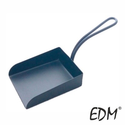 Pá metálica preta com cabo em laço sobre fundo branco com logótipo EDM