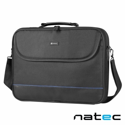 Mala preta Natec para laptop com alça de ombro e linha azul