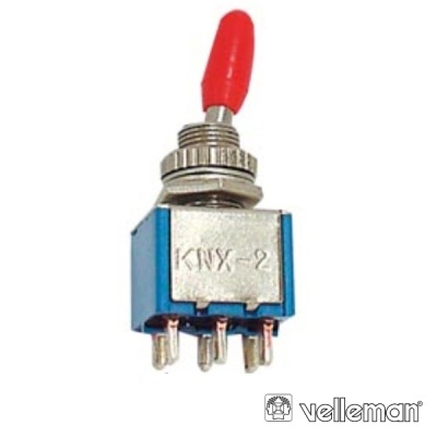 Interruptor de alavanca KNX-2 com alavanca vermelha e corpo azul