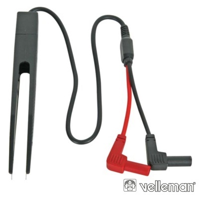 Pinça de teste elétrica Velleman com cabo preto, vermelho e conector