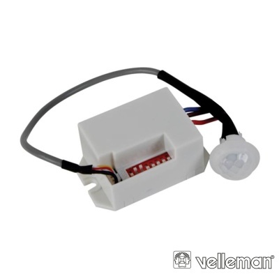 Sensor de movimento branco com cabos e conector redondo