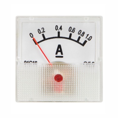 Medidor analógico de amperes com escala de 0 a 1,0 e ponteiro vermelho