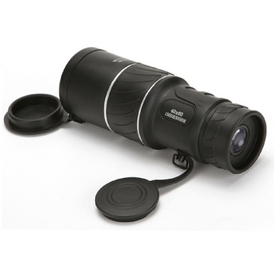 Monóculo preto com tampa removível pendurada