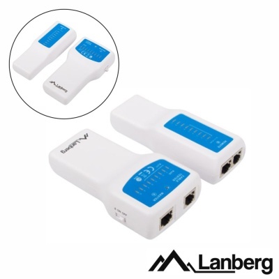 Kit testeur cabos de rede Lanberg branco com etiquetas azuis e portas RJ45