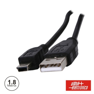 Cabo USB preto com conector USB-A e micro USB, 1.8 metros, marca alpha elettronica