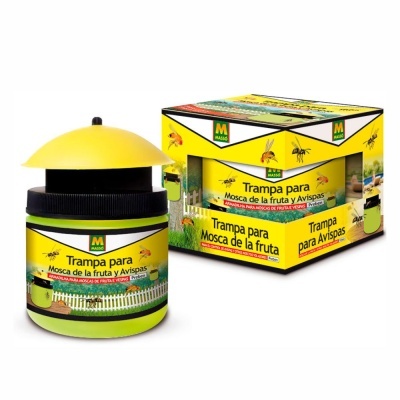 Armadilha amarela e preta para mosca da fruta e vespas com embalagem correspondente