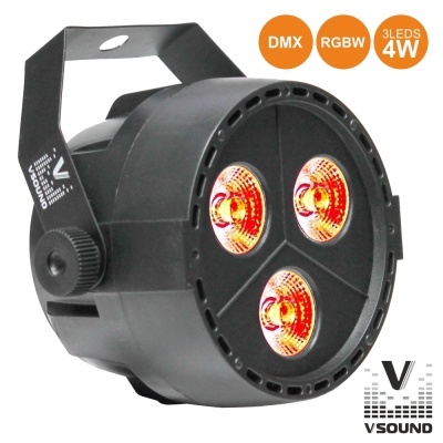Luz de palco LED preta com três LEDs vermelhos e suporte de metal