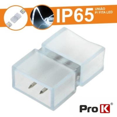 Conector transparente para fita LED com texto IP65 e logótipo Pro K