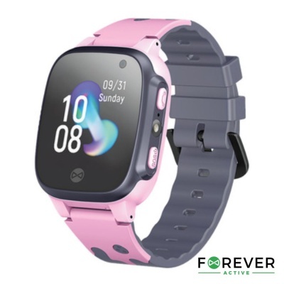 Relógio inteligente rosa com ecrã digital e bracelete de silicone