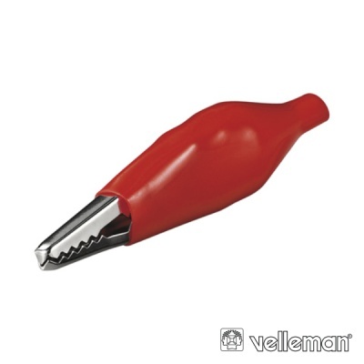 Pinça de crocodilo metálica com isolação vermelha