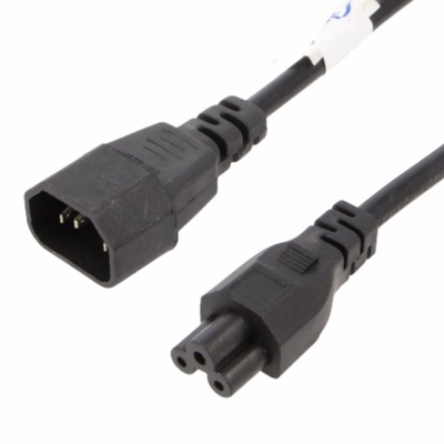 Cabo elétrico preto com conetores de três pinos