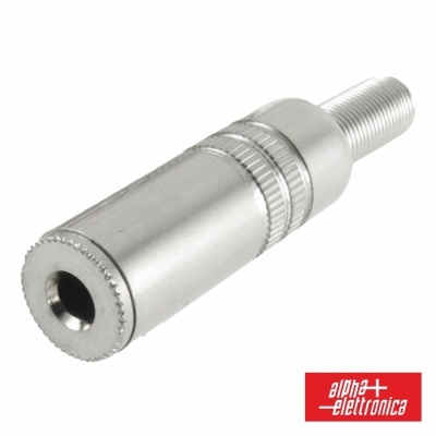 adaptador metálico prateado com conector fêmea e macho