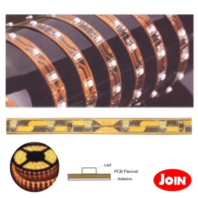 Tiras leds flexíveis amarelo e preto com adesivo e logo JOIN