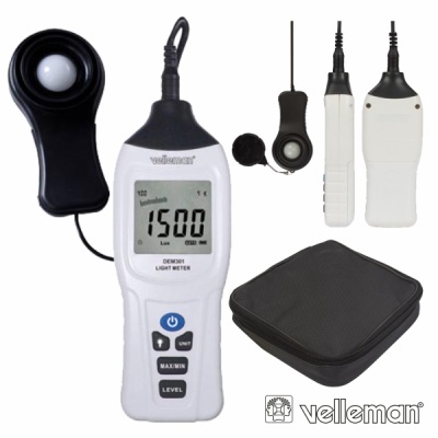 Medidor de luz digital Velleman com sensor e bolsa preta