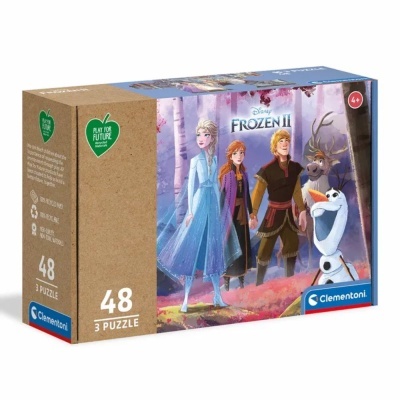 Caixa de puzzle Disney Frozen II com 48 peças e personagens Elsa, Anna, Kristoff, Sven e Olaf