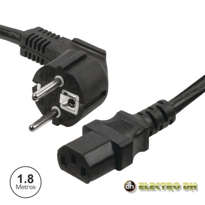 Cabo de alimentação preto com fichas de tomada e IEC 60320 C13, 1.8 metros