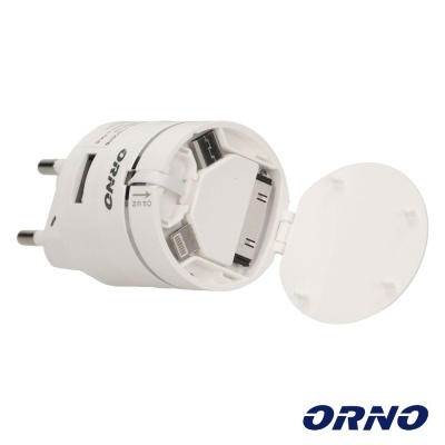 Adaptador de viagem branco com plugues intercambiáveis e tampa articulada