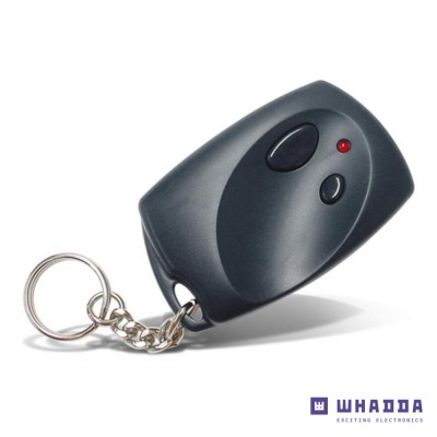 Comando remoto preto com duas teclas e porta-chaves