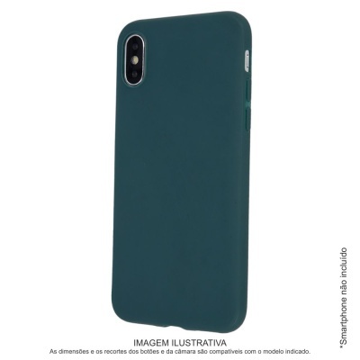 Capa verde escura para smartphone com recortes para câmaras e botões